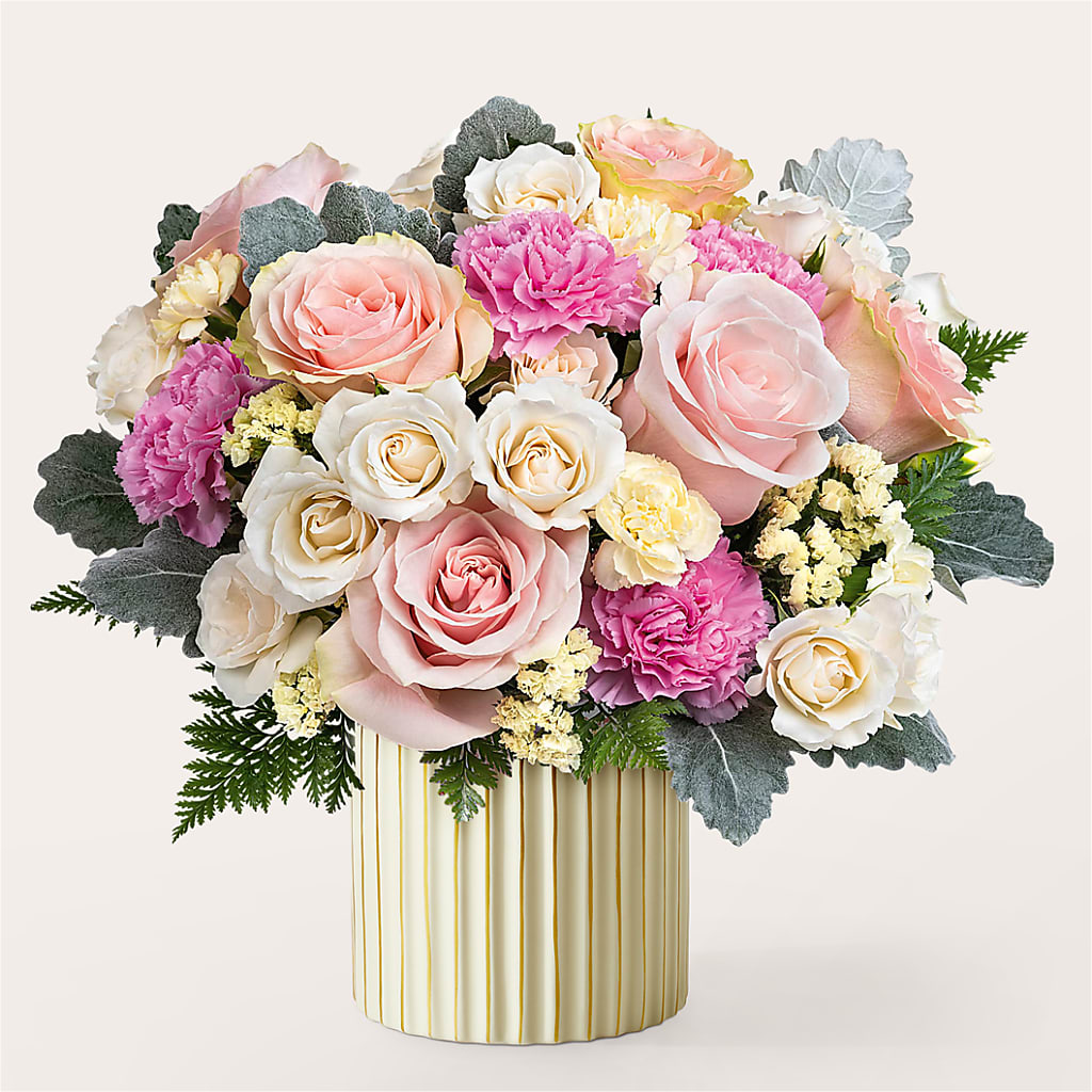 Blissful Moments Bouquet with Ivory Vase – THE MOST BLOOMS & MORE, Grand Bay AL