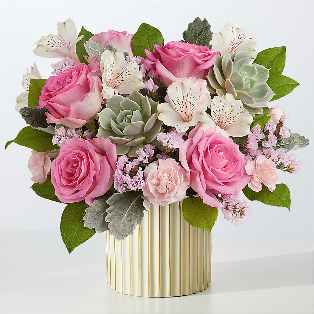 Dusty Rose Bouquet with Ivory Vase – THE MOST BLOOMS & MORE, Grand Bay AL