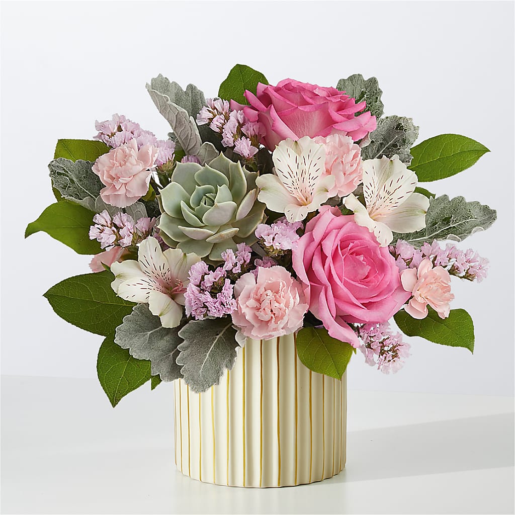 Dusty Rose Bouquet with Ivory Vase – THE MOST BLOOMS & MORE, Grand Bay AL