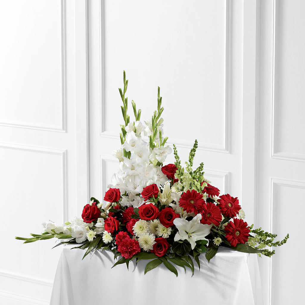 Crimson & White Arrangement – THE MOST BLOOMS & MORE, Grand Bay AL