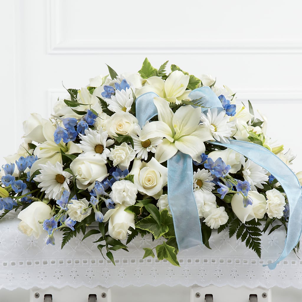 Tender Treasure Casket Spray – THE MOST BLOOMS & MORE, Grand Bay AL