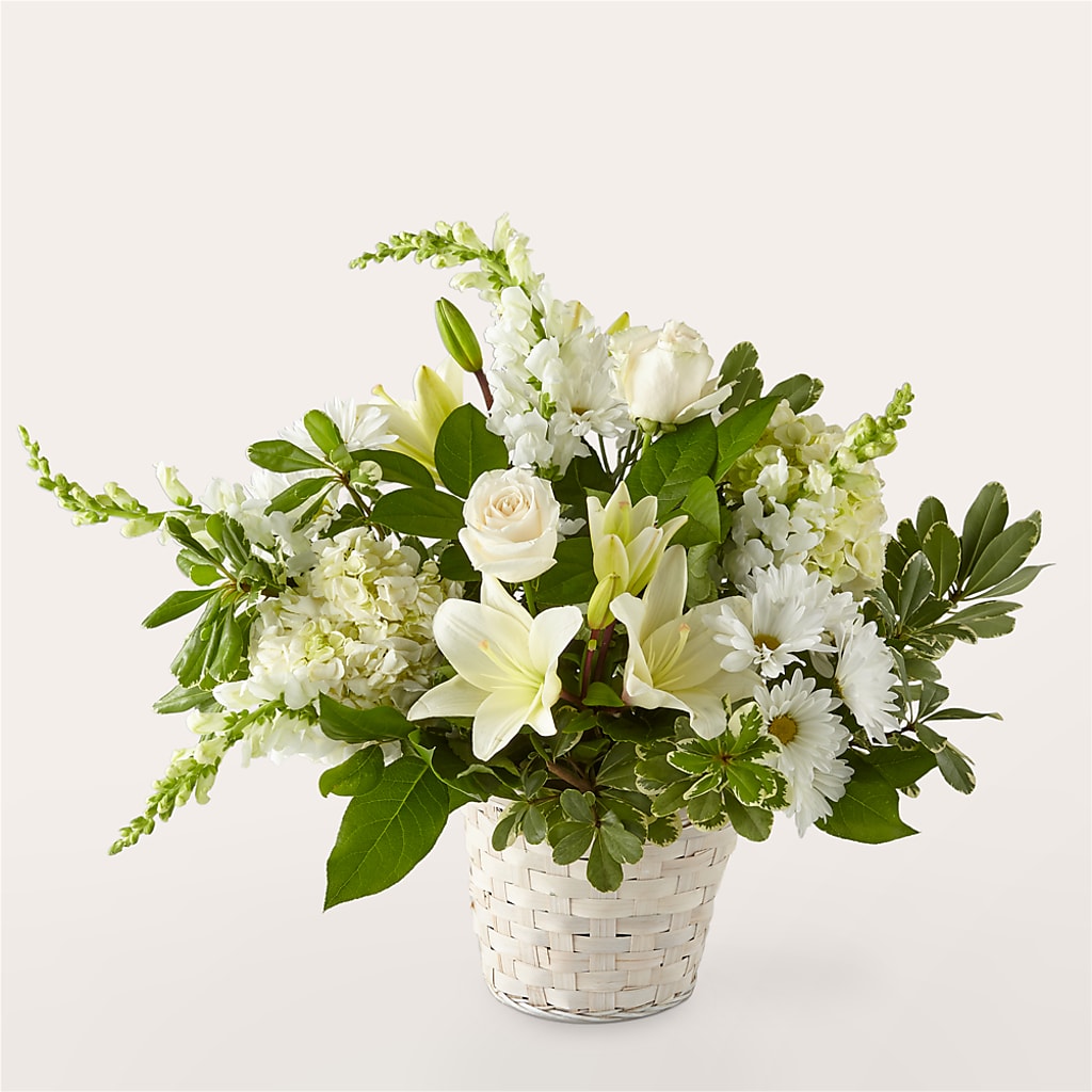 Ivory Elegance Floral Basket – THE MOST BLOOMS & MORE, Grand Bay AL