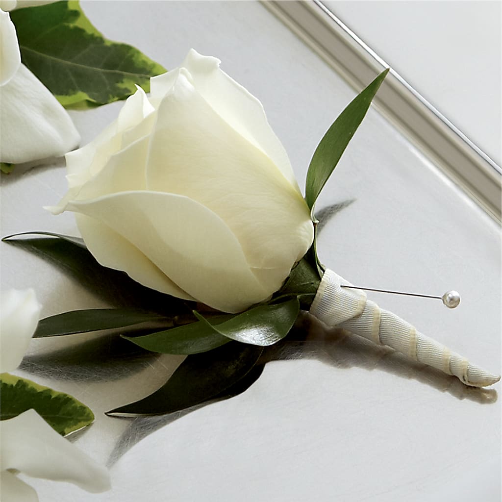 White Rose Boutonniere – THE MOST BLOOMS & MORE, Grand Bay AL