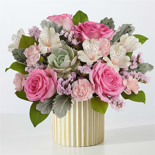 Dusty Rose Bouquet with Ivory Vase – THE MOST BLOOMS & MORE, Grand Bay AL