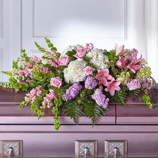 Life's Gratitude Casket Spray – THE MOST BLOOMS & MORE, Grand Bay AL