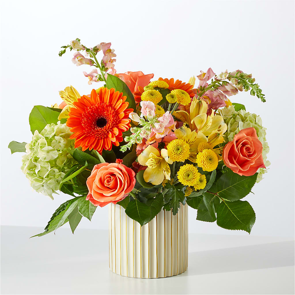 Autumn Sunshine Bouquet with Ivory Vase – THE MOST BLOOMS & MORE, Grand Bay AL
