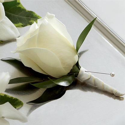 White Rose Boutonniere – THE MOST BLOOMS & MORE, Grand Bay AL